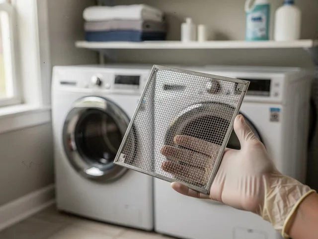 Columbus Dryer Vent Cleaning specialist performing detailed lint trap cleaning service in Columbus