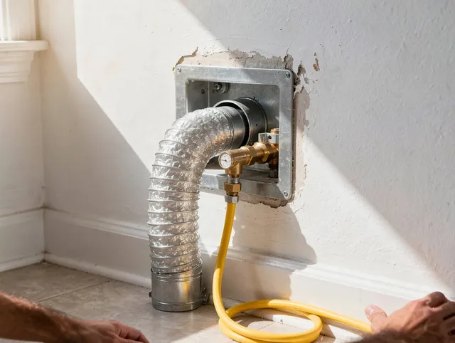 Columbus Dryer Vent Cleaning certified technician performing specialized gas dryer vent cleaning in Columbus